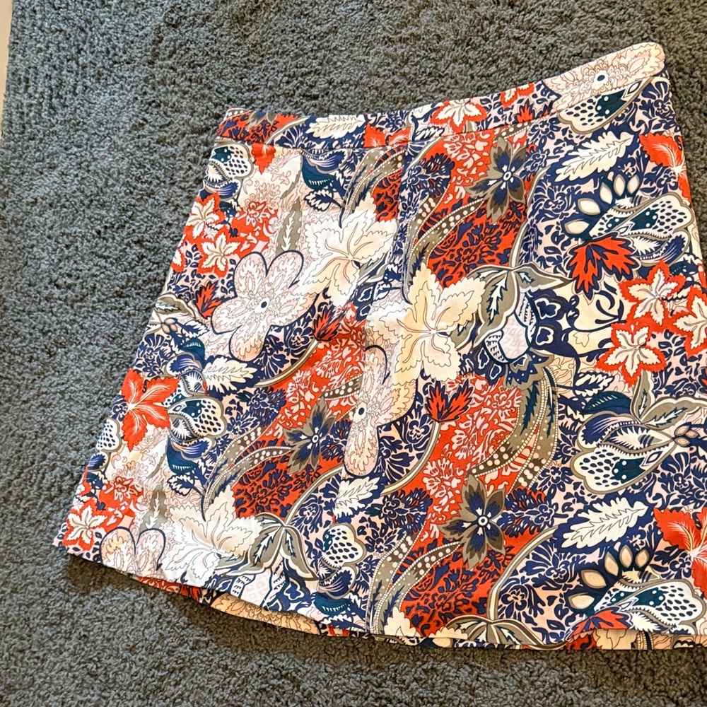 Margaret M Floral Midi Skirt - Red, Blue, White